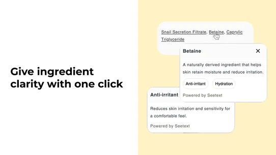 Clickable Ingredients: Seetext screenshot