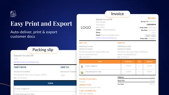 iWeb Order Printer PDF Invoice screenshot