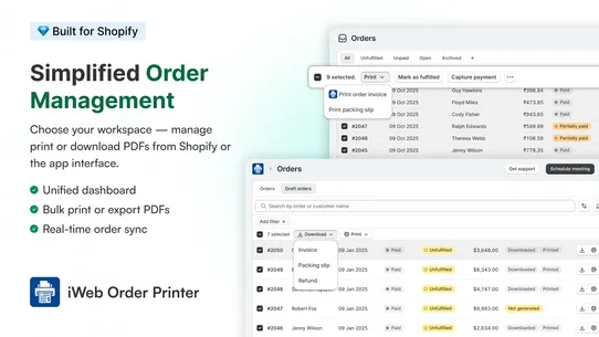 iWeb Order Printer PDF Invoice screenshot