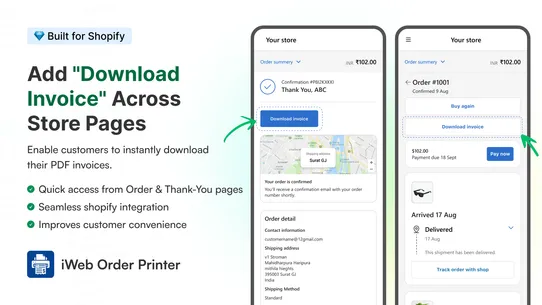 iWeb Order Printer PDF Invoice screenshot