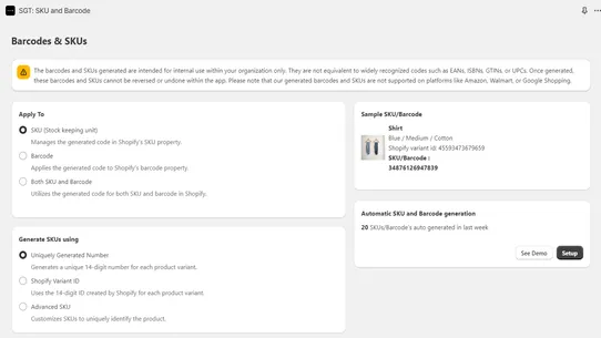 Easy SKU and Barcode Generator screenshot