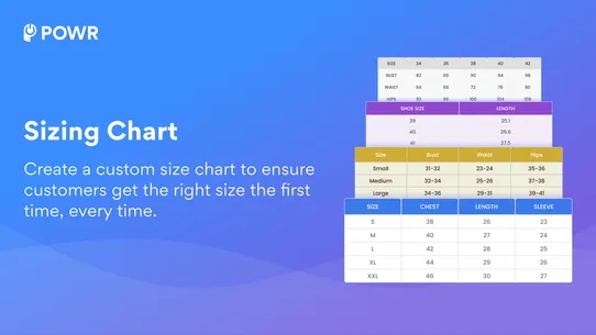 POWR: Size Chart Size Guide screenshot