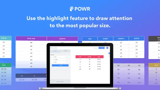 POWR: Size Chart Size Guide screenshot