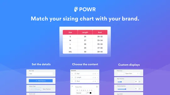 POWR: Size Chart Size Guide screenshot