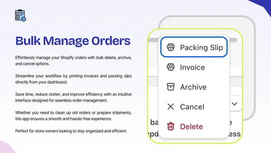 DEL ‑ Bulk Manage Orders screenshot