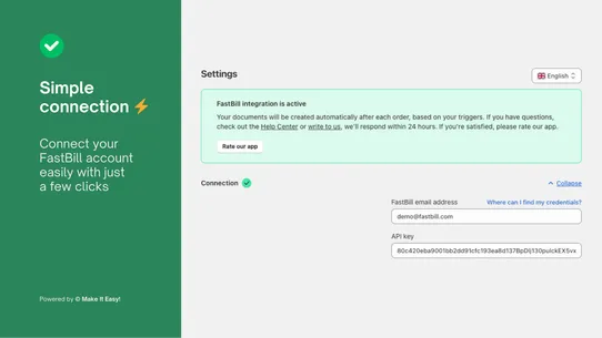 FastBill | Integration screenshot