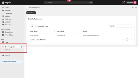 Zoho Integration screenshot