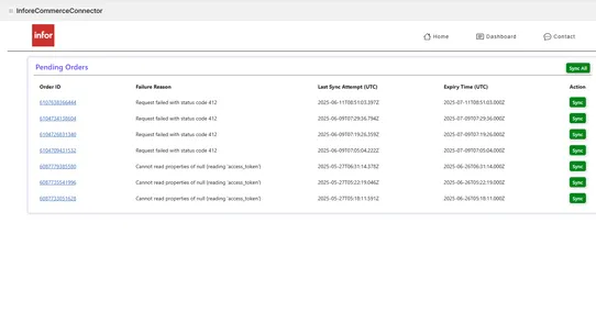 Infor eCommerce Connector screenshot