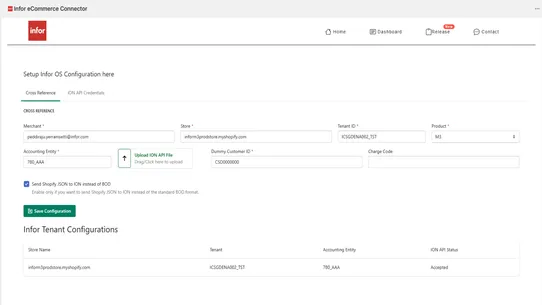 Infor eCommerce Connector screenshot