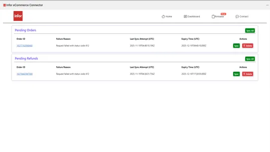 Infor eCommerce Connector screenshot