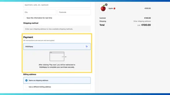 Mobilepay Checkout screenshot