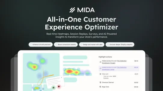 MIDA: Heatmap, Replay Checkout screenshot