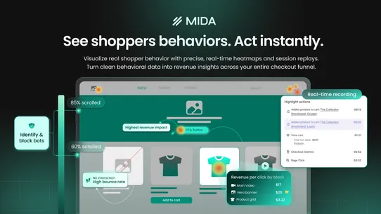 MIDA: Heatmap, Replay Checkout screenshot