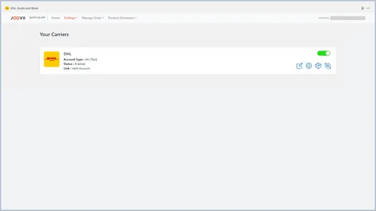Joovii DHL Shipping screenshot