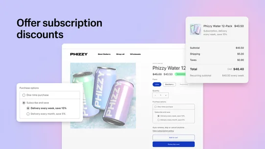 Shopify Subscriptions screenshot