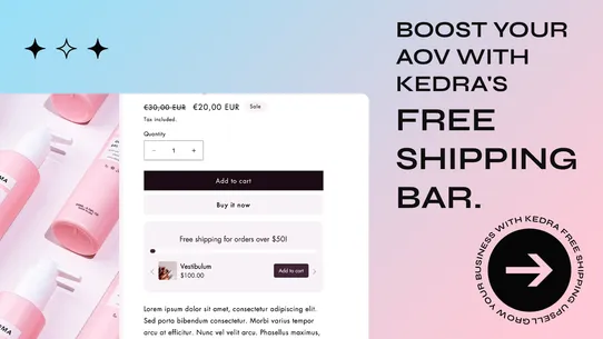 Kedra Free Shipping Upsell screenshot