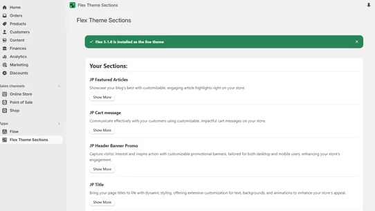 Flex Theme Sections screenshot