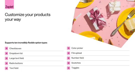 Zapiet ‑ Product Options screenshot