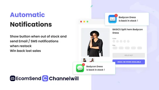 EcomSend Back in Stock Alert screenshot