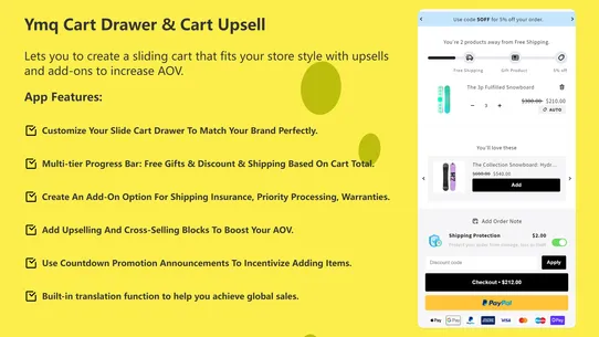 Ymq Cart Drawer &amp; Cart Upsell screenshot