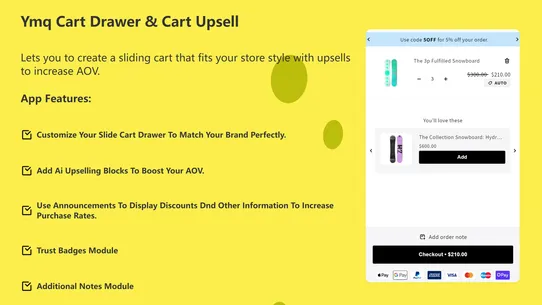 Ymq Cart Drawer &amp; Cart Upsell screenshot