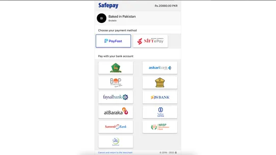 Safepay Checkout screenshot