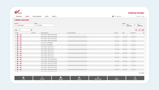 bpost shipping platform screenshot