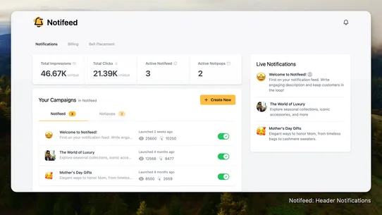 Notifeed: Header Notifications screenshot