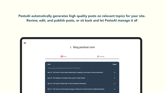 PestoAI ‑ AI Blog Posts SEO screenshot