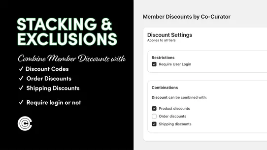 Member Discounts by Co‑Curator screenshot