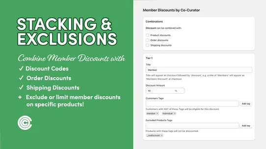 Member Discounts by Co‑Curator screenshot