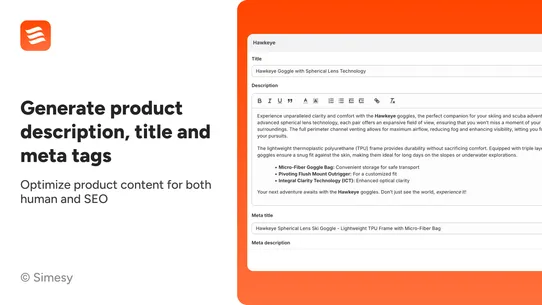 Simesy AI Product Description screenshot