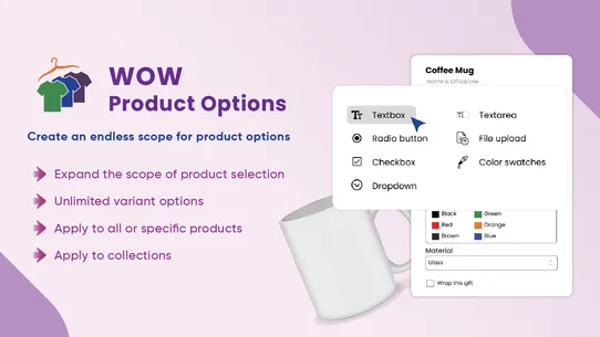 WOW Product Options screenshot