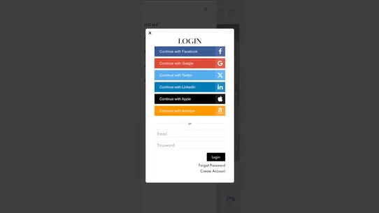 Oxi Social Login screenshot