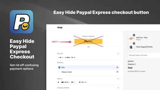 Easy hide Paypal Express screenshot