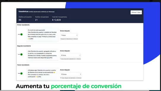 WhatsApp for abandoned carts screenshot