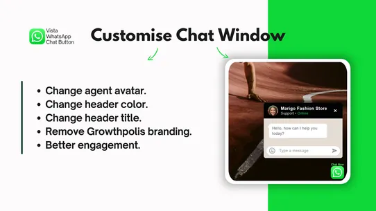 Vista WhatsApp Chat Widget screenshot
