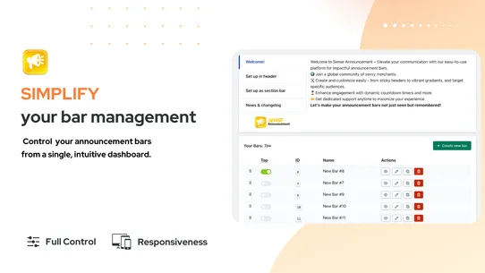 Sense Announcement Bars screenshot