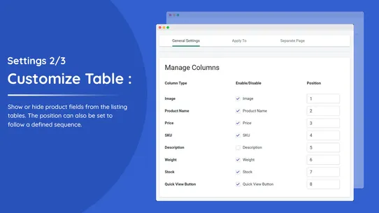 Addify ‑ Products Table List screenshot