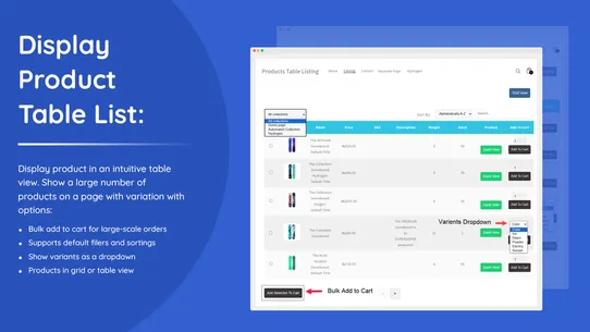 Addify ‑ Products Table List screenshot