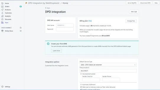 DPD Integration screenshot