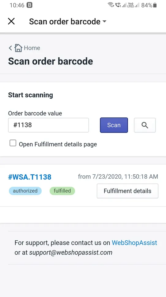 WSA DPD Integration screenshot