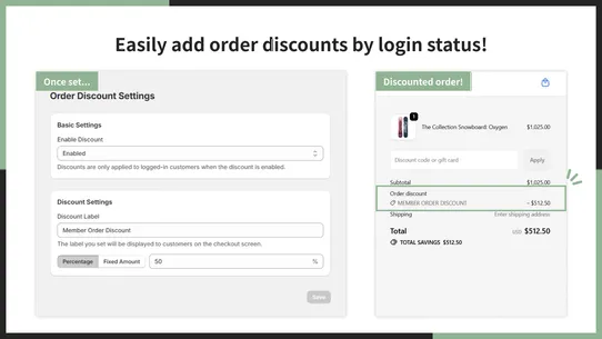 UR: Login Order Discount screenshot