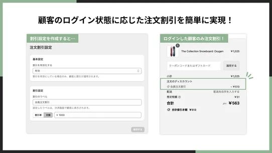 シンプル会員注文割引｜お手軽ログインセール設定 screenshot