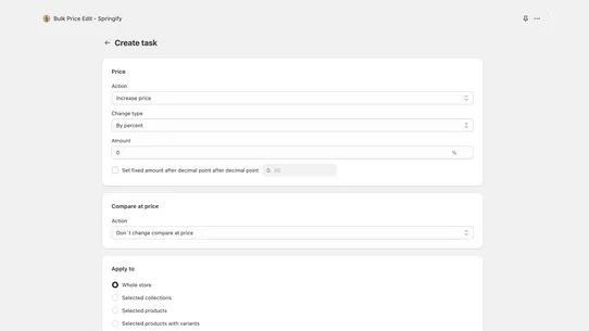 Bulk Price Edit ‑ Springify screenshot