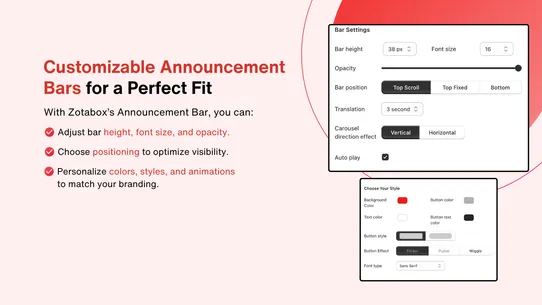 Zotabox Announcement Bar screenshot