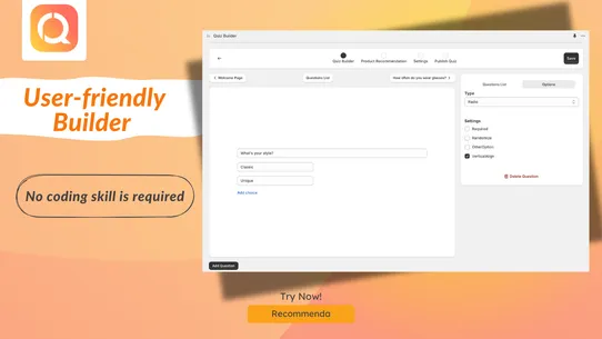 Recommenda Quiz Builder screenshot