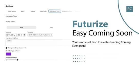 Futurize ‑ Easy Coming Soon screenshot