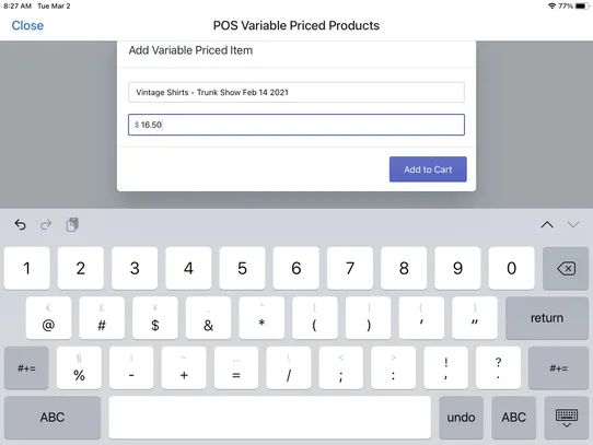 POS Variable Priced Products screenshot