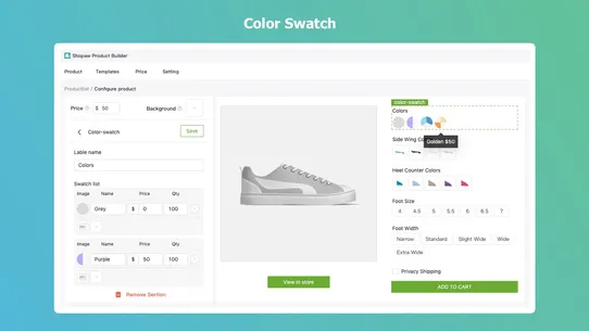 Shopaw Product Options screenshot